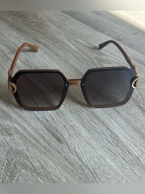 💗5 FOR $25💗 Oversized Tan Square Sunglasses Y2K Retro Brown Sunnies w/ Case